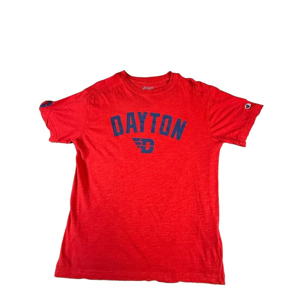 Champion Dayton Flyers Graphic T-Shirt Red Lightweight Casual NCAA ✅ Size Large